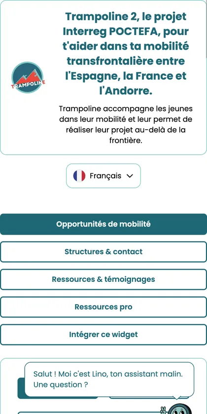 La plateforme Trampoline sur téléphone.